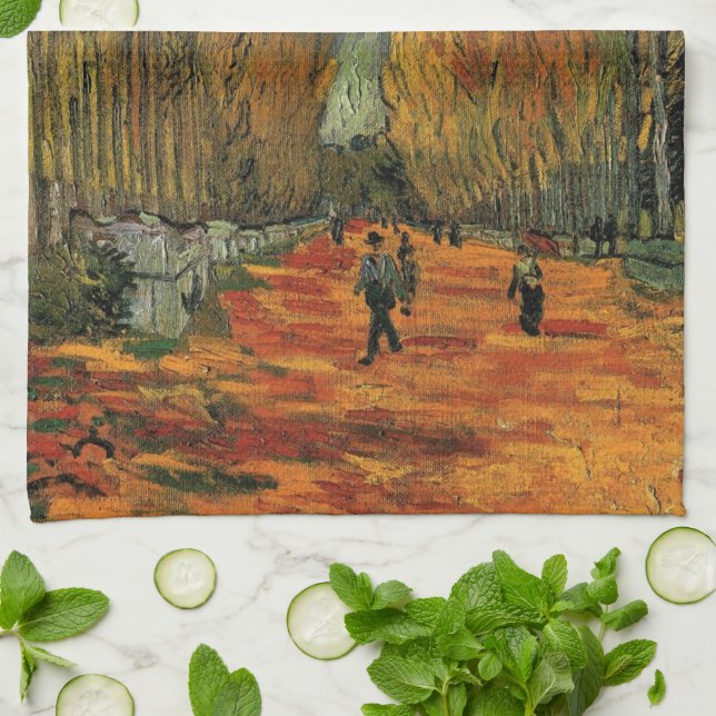 Les Alyscamps (Cemetery) by Vincent van Gogh Tea Towel (Folded)