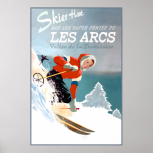 Les Arcs France Poster New Retro Winter Sports