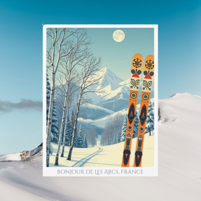 Les Arcs France ski resort retro Postcard (Creator Uploaded)