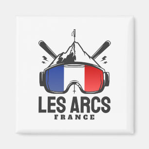 Les Arcs France Ski Resort Retro Skiing Magnet
