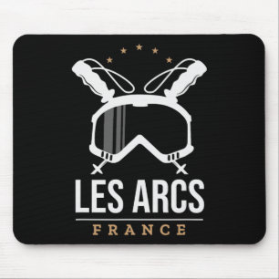Les Arcs France Ski Resort Vintage Skiing Snowboar Mouse Mat