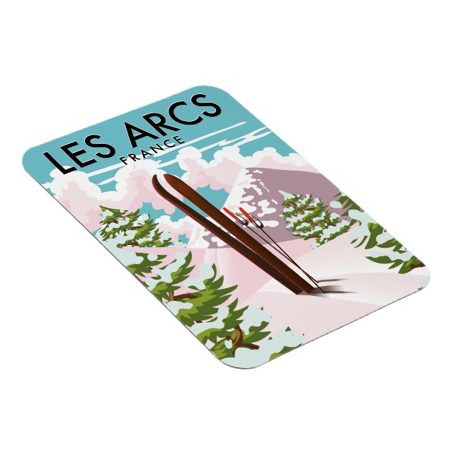 Les Arcs France travel ski Magnet (Right Side)
