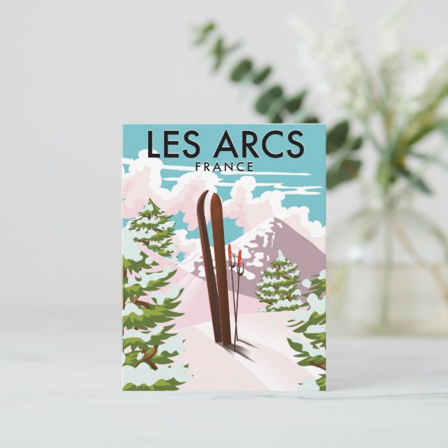 Les Arcs France travel ski Postcard (Standing Front)