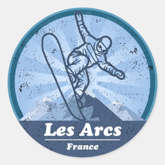 Les Arcs Ski resort - Snowboard Classic Round Sticker (Front)
