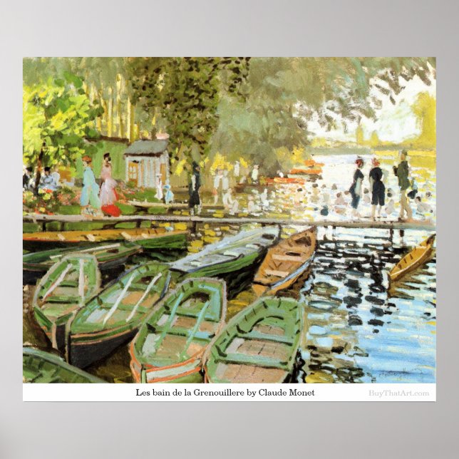 Les bain de la Grenouillere by Claude Monet Poster (Front)