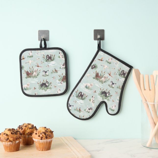 LES BARBETS OVEN MITT & POT HOLDER SET (Insitu(Hanging))