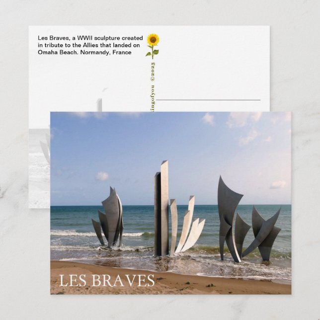 Les Braves Memorial, Normandy, France - postcard (Front/Back)