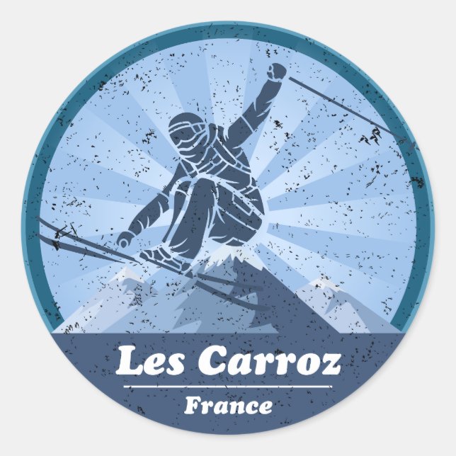 Les Carroz Ski resort - Skiing Classic Round Sticker (Front)
