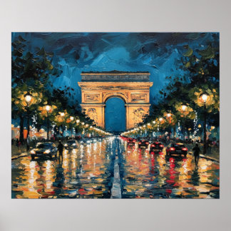 Les Champs-Élysées Paris France At Night Poster