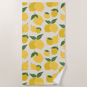 Les Citrons 01 Retro Lemon Abstract Lemons Beach Towel
