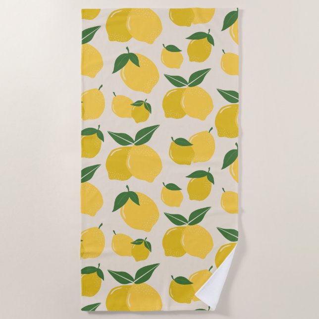 Les Citrons 01 Retro Lemon Abstract Lemons Beach Towel (Front)