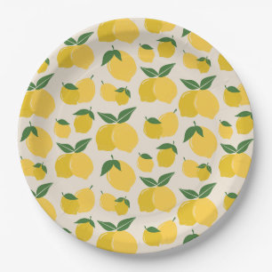 Les Citrons 01 Retro Lemon Abstract Lemons Paper Plate