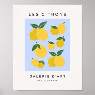 Les Citrons 03 Retro Lemon Blue And Yellow Poster