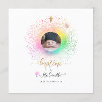 Les Confettis arc-en-ciel Faire-part de Baptême