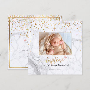 Les confettis d'or Faire-part de Baptême Invitation