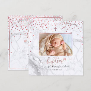 Les confettis d'or rose Faire-part de Baptême Invitation