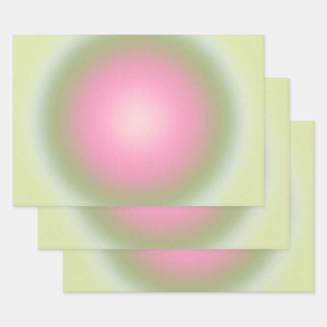 Les Couleurs 07 Gradient Pink And Green Aura Wrapping Paper Sheet (Set)