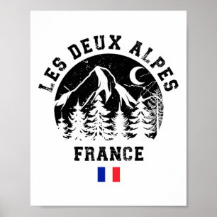 Les Deux Alpes France Alps Ski Resort Alpine Skiin Poster