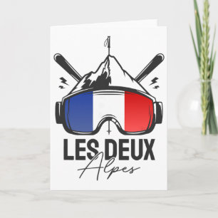 Les Deux Alpes France Ski Resort Retro Skiing Card