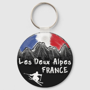 Les Deux Alpes France skier Key Ring