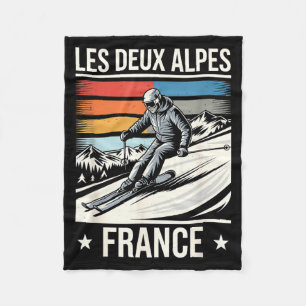 Les deux alpes france skiing, french mountain ski fleece blanket
