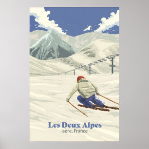 Les Deux Alpes Ski Resort Travel Poster
