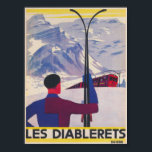 Les Diablerets Switzerland Vintage Ski Poster<br><div class="desc">Les Diablerets Switzerland Vintage Ski Poster. Colorful Art Deco poster of a skier.</div>