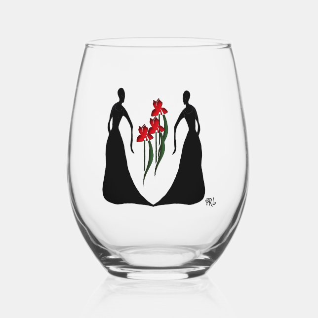 Les Femmes 16 oz. Stemless Wine Glass (Front)