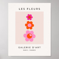 Les Fleurs 01 Retro Floral Pink And Orange Flowers