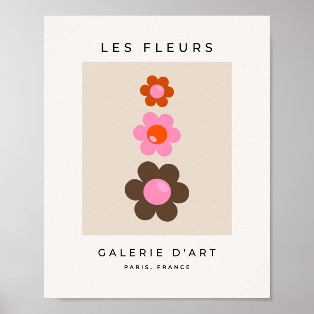 Les Fleurs 03 Abstract Flower Pink Olive Floral Poster (Front)