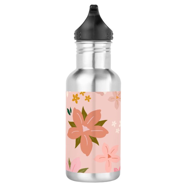 Les Fleurs 05 Floral Pattern Blush Pink Flowers 710 Ml Water Bottle (Right)