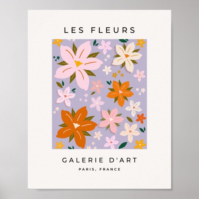 Les Fleurs 08 Retro Flowers Purple Floral Poster (Front)