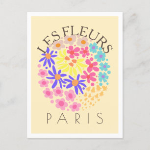Les Fleurs Paris Colourful Postcard