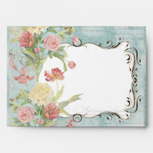 Les Fleurs Peony Rose Tulip Floral Flowers Wedding Envelopes