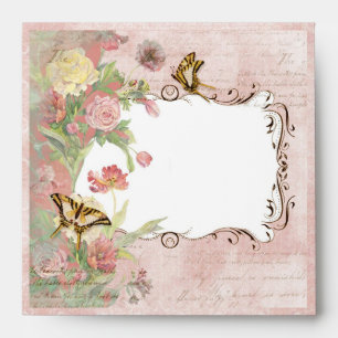 Les Fleurs Peony Rose Tulip Floral Flowers Wedding Envelopes