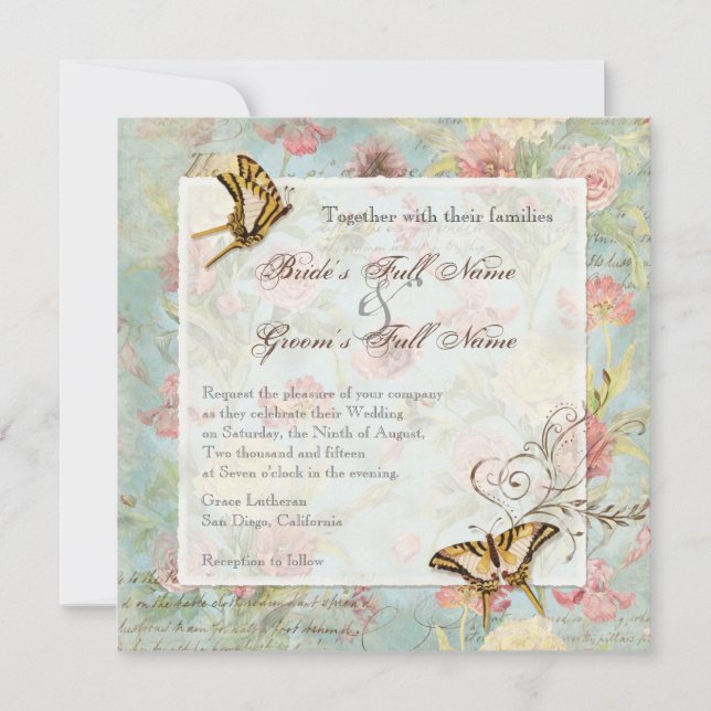 Les Fleurs Peony Rose Tulip Floral Flowers Wedding Invitation (Front)