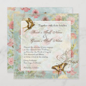 Les Fleurs Peony Rose Tulip Floral Flowers Wedding Invitation (Front/Back)