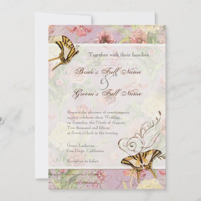 Les Fleurs Peony Rose Tulip Floral Flowers Wedding Invitation (Front)