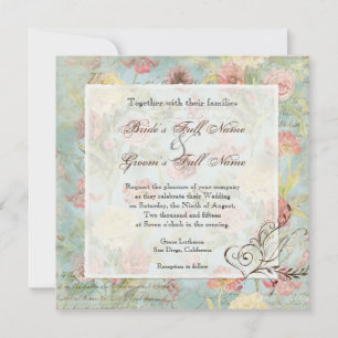 Les Fleurs Peony Rose Tulip Floral Flowers Wedding Invitation