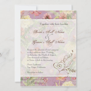 Les Fleurs Peony Rose Tulip Floral Flowers Wedding Invitation