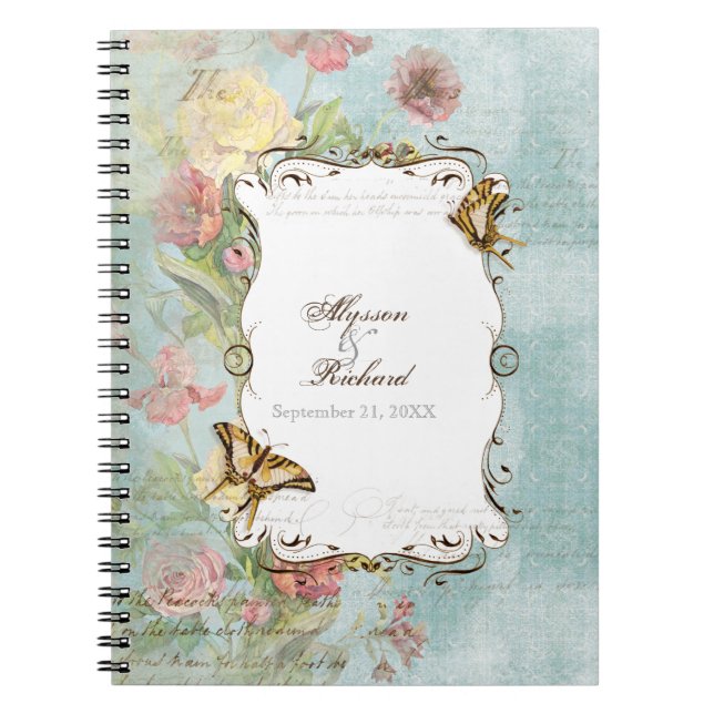 Les Fleurs Peony Rose Tulip Floral Flowers Wedding Notebook (Front)