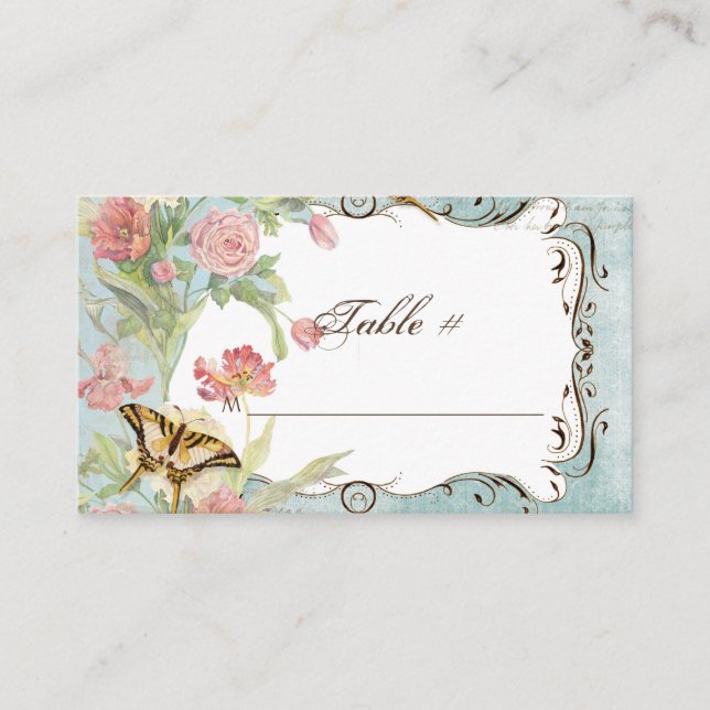 Les Fleurs Peony Rose Tulip Floral Flowers Wedding Place Card (Front)
