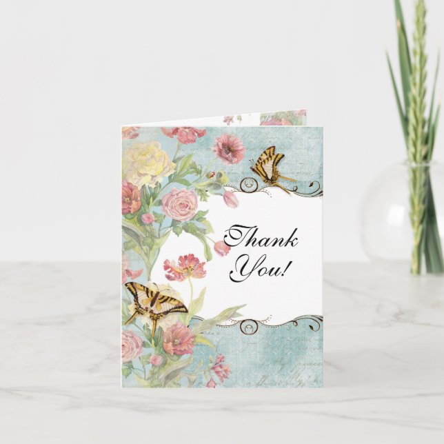 Les Fleurs Peony Rose Tulip Floral Flowers Wedding Thank You Card (Front)