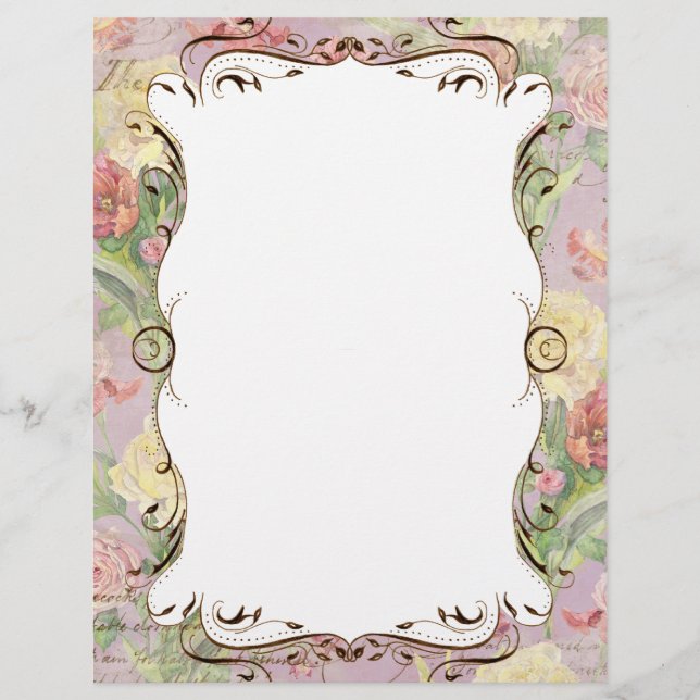 Les Fleurs Peony Rose Tulip Floral Stationery (Front)