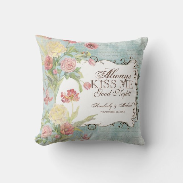 Les Fleurs Peony Rose Tulip Iris Floral Flowers Cushion (Front)