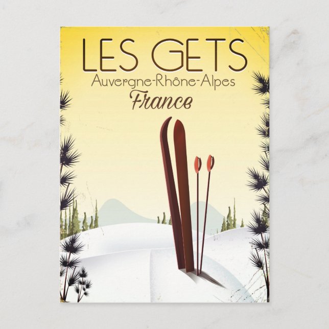 Les Gets France ski travel poster Postcard (Front)