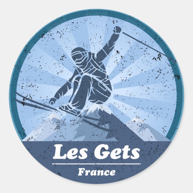 Les Gets Ski Resort - Skiing Classic Round Sticker (Front)