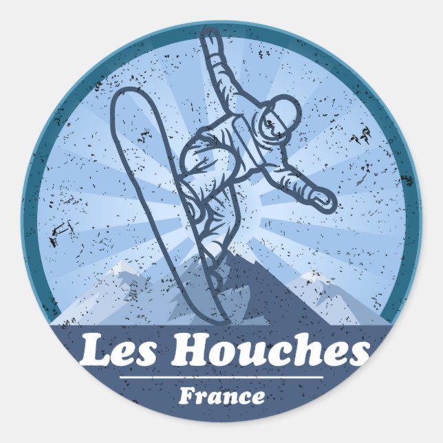 Les Houches Ski resort - Snowboard Classic Round Sticker (Front)