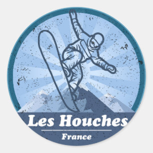 Les Houches Ski resort - Snowboard Classic Round Sticker