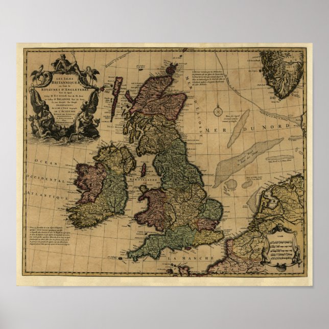 Les Isles Britanniques, 1700's Map - Customised Poster (Front)
